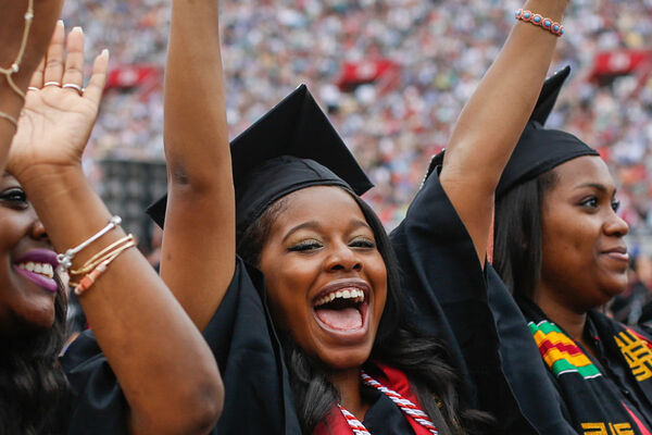 Black IU students celebrating at Commencement image number null